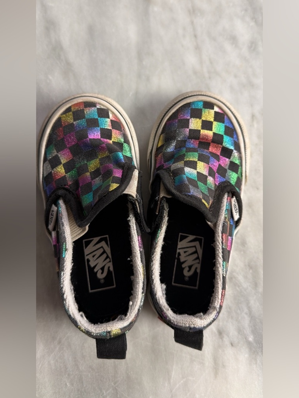 Vans Kids Slip-On Checkerboard Sneakers - Purple, Blue, Green, Yellow